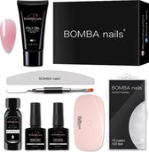 8-Delige Polygel Nagellak Set - Gellak Starterspakket - Incl. UV Lamp Gelnagels - Topcoat Basecoat - Nageltips - Giftset Vrouw - Cadeau - Kleur Helder Nude