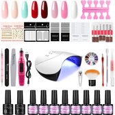Coscelia Gellak starterspakket - Gellak set - Gelnagels starterspakket - Nagelfrees - Pink gellac - UV lamp gelnagels - Gel nagellak - Elektrische nagelvijl - Acryl nagels starterspakket - LED lamp nagels