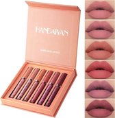 Set van 6 x Matte Lip Gloss Nude | Lipgloss Matte Set | Waterproof | Nude Kleuren