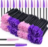 Vardaan Wegwerp Wimper & Wenkbrauw Borstels - Mascara Borsteltjes - Paarse & Roze Borsteltjes Voor Makeup - Mascara Borstel - 50 stuks