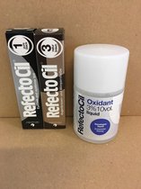 RefectoCil 2 stuks nr.1 zwart + nr.3 Natuurbruin + 100ml Oxidant