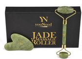 youNeed Jade Roller Gezichtsmassage Roller - Met 1 Gua Sha Steen - Groen