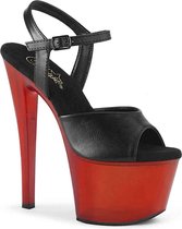 Pleaser Sandaal met enkelband, Paaldans schoenen -36 Shoes- SKY-309T Paaldans schoenen Zwart/Rood