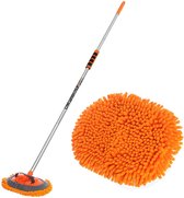 MATCC Autowasborstel - Wasborstels - met lange steel 62 "Car Wash Mop - Mitt Chenille Microfiber  - Car Cleaning Supplies - Borstelstofdoek - voor het wassen van auto Detaillering RV SUV Bus Vrachtwagens en Schoonmaak Huishouden -oranje