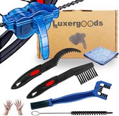 Luxergoods Fietsketting reiniger - Ketting schoonmaken - 9 delig - Inclusief borstel - Gratis handschoenen - Fietskettingreiniger