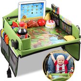 Auto en Vliegtuig Reistafel voor Kinderen - Autotafel - Eettafel - Speeltafel met Tekentafel & iPad Tablethouder voor Lange en Verre reizen - Opvouwbaar - Whiteboard - Schoolvakanties  - Groen