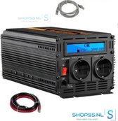 12V-230V Zuivere Sinus Omvormer 2000W/4000W + controller | 4000W Piekvermogen met Afstandsbediening LCD Scherm 2 Stopcontacten 2 USB-poorten