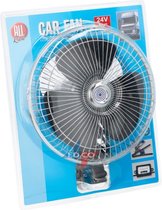 Ventilator 24 volt 25 cm. met aanstekerplug voor in vrachtwagen met klem.