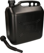 Jerrycan zwart voor brandstof - 20 liter - inclusief schenktuit - o.a. benzine / diesel