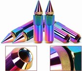 Wielmoeren Spikes 90mm – M12x1.5 – 2 delige moeren - Titanium/Neon
