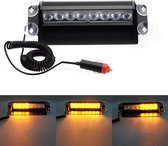 ORANJE Dashboard flitser - 8 LED - zuignap bevestiging