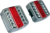 LAS Aanhangerachterlicht Knipperlicht, Remlicht, Achterlicht, Kentekenverlichting Links, Rechts 12 V Rood, Zilver