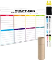 Magnetisch Weekplanner whitboard- A3 –  planbord - to do planner - familieplanner - dagplanner - Boodschappenlijstje -  magnetisch -INCLUSIEF - vier magnetische stiften - twee magneten - één wisser