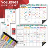 Lumbit Magnetische Maandplanner Weekplanner 2022 en Boodschappenlijst – Complete set – Whiteboard met 8 stiften - To Do Planner - Wisser - Planbord - Familieplanner - Memobord - Schoolbord - Verjaardagskalender - Dagplanner - Maandkalender