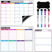 FLOOQ Magnetische Maandplanner Weekplanner 2022 en Boodschappenlijst - Complete set - Planbord - Familieplanner - Dagplanner - To Do Planner - Inclusief Markers & wisser