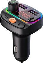 FM Transmitter Bluetooth - Autolader - Draadloze Carkit - RGB Light - 2x Fastcharger USB Poort - USB-C Poort - Handsfree Bellen - Voor Alle Telefoons - FM Transmitter Auto - Bluetooth 5.0