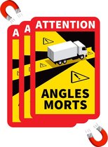 Dode hoek magneet sticker Frankrijk - vrachtwagen - camper | Angles morts magneetsticker | Voordeelset 3x