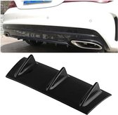 Universele auto achterbumper lip diffuser 3 haaienvin stijl zwart ABS, maat: 35,5 x 30,5 x 15,2 cm