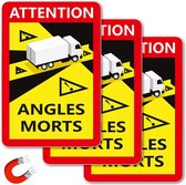 Brute Strength - Voordeelset 3 Magneet Stickers Dode Hoek Frankrijk Vrachtwagen - Camion - Attention Angles Morts - Duurzame Kwaliteit - Formaat 17 x 25 cm