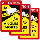 Brute Strength - Voordeelset 3 Dode Hoek stickers Frankrijk Vrachtwagen - Camion - Attention Angles Morts - Duurzame Kwaliteit - Formaat 17 x 25 cm
