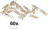 60x mini knijpertjes naturel - 2 cm - kleine/ mini knijpers