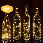 Flesverlichting - Pasen Lichtjes - Knutselen - Fairy Lights - Led - Lampjes Slinger Lichtsnoer - Tuin Flessenlicht - Kamer Decoratie Tieners -  Flessenlamp - Partyverlichting - Bottle Light - Kurk Verlichting Warm Wit LED - 4 Stuks incl. Batterijen