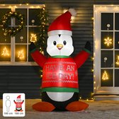 Opblaasbare LED Pinguin - Kerstfiguur - Kerstverlichting buiten - Kerstversiering - L93 x B112 x H188 cm