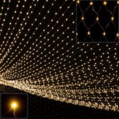 Polo Norte - Lichtgordijn warmwit, lichtjes net, lichtnet, kerstverlichting, 120x120 cm, 100 LED, netverlichting