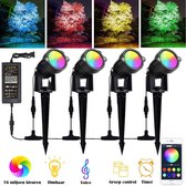 Peerlights® - Buitenverlichting - Wifi led tuinspot - LED tuinspots - Tuinlampen - Telefoon bestuurbaar - 4 Spots - RGB multicolour - Met een app