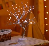 MIRO Lichtboom Lichttakken Warm Wit Licht Led USB & Batterij Kerst Woonkamer Slaapkamer Decoratie Nachtlampje Aan & Uit Knop Zilver