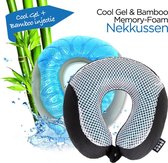 TravelMore Memory Foam Reiskussen - Met Cool Gel en Bamboo - Traagschuim Nek Kussen - Comfort Reiskussentje - Travel Pillow - Neksteun Voor Reis, Vliegtuig of Auto - U-Vorm – Zwart