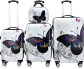 Kofferset, reisset, koffers, vlinder motief