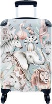 Koffer - Aquarelverf - Dieren - Flamingo - Olifant - 35x55x20 cm - Handbagage - Trolley