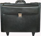 Pilotenkoffer Leer - Dubbele Wielen - Laptoptrolley - Business Trolley - Zakelijke Handbagage - Reiskoffer met Wielen - Leer - Dokterskoffer