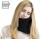 Framehack Zacht Travel Pillow Reiskussen - Neksteun Nek Support - Nekkussen - inclusief 3D slaapmasker & oordopjes – Zwart