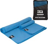 TravelMore Microvezel Reishanddoek Set – 2 Stuks - Small (40 x 80 cm) & Large (76 x 150 cm) – Blauw