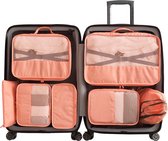 Luxe Packing Cubes set - Uitgebreide 7 delige set - Kleding organizer voor koffer en backpack - Bagage Organizers voor Kleding - Ondergoed - Schoenen -  Elektronica - Waszak - Roze