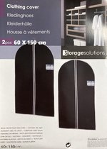 2 Kledinghoezen voor kleding hangend - beschermende kledingzak afmeting 60 cm x 150 cm - bescherm kledinghoes met rits – opbergzak