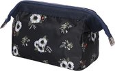 Fako Fashion® - Make-up Tasje - Kleine Make-up Tas - Etui - 18x9x13cm - Bloemen Zwart