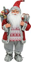 Kerstman decoratie pop/kerstpop beeld staand groot 60 cm - Kerstversiering beelden/poppen - Kerstmannenpoppen