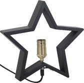 STAR Trading Lysekil Kerst Tafellamp Ster - E14 - 30 cm- hout/staal/zwart/geelkoper