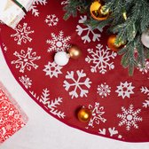 Navaris decoratief kerstboom vloerkleed vloerbeschermer - Beschermt de vloer en verstopt bekabeling van lampjes - Kerstrok in rood/wit
