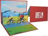 Popcards popupkaarten – Wielrenners op racefietsen – Tour de France, Amstel Gold, Alpe d’HuZes fietsers mountainbikes sport pop-up kaart 3D wenskaart