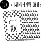 10x HOUSE OF LOLA minikaartjes + mini-envelopjes / kleine kaartjes met kraft enveloppen | FOR YOU