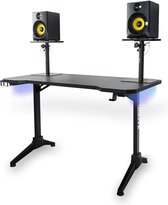 DJ tafel met LED verlichting - Vonyx DB20 DJ booth met LED verlichting met afstandsbediening, koptelefoon haak, 2x kabeldoorvoer en bekerhouder - 120cm breed - Zwart