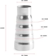 Uitlaat Adapter verloopstuk (RVS) Reductiedeel / uitlaatmof 70mm > 65mm > 60mm > 55mm > 50mm