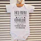 baby rompertje met tekst bekendmaking zwangerschap Hallo papa, mama vertelde me dat je geweldig bent en dat je een geweldige vader wordt. Ik kan niet wachten om je te ontmoeten. korte mouw maat 56 Cadeau voor de liefste aanstaande papa