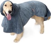 Super absorberende Honden Badjas grijs Maat M - Hondenbadjas - Hondenhanddoek