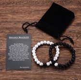 Trendy Afstand Armband | Natuursteen cadeau Koppels| Wit /Zwart |Cadeau voor Hem en Haar | Liefde | Stoer Armband