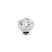 Melano twisted steen rond - zilverkleurig + crystal - dames - 8mm